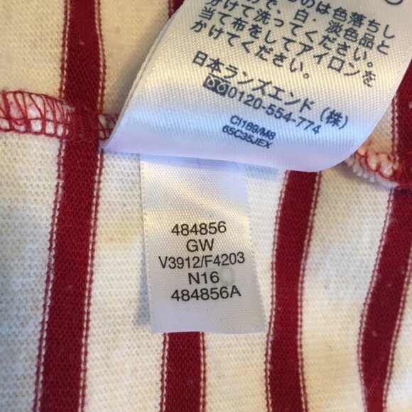 Lands’ End Long Sleeve Lace Up Striped Shirt Red & White - Picture 12 of 13